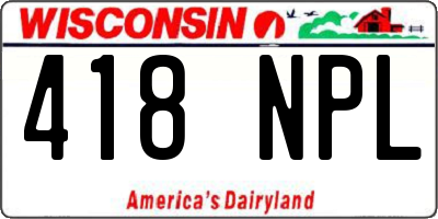 WI license plate 418NPL