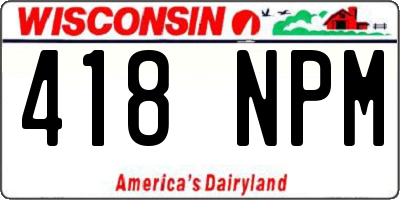 WI license plate 418NPM