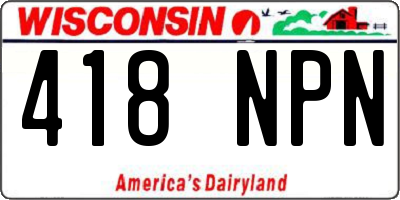 WI license plate 418NPN