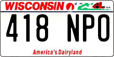 WI license plate 418NPO