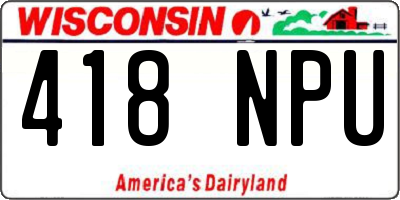 WI license plate 418NPU
