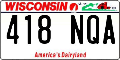 WI license plate 418NQA