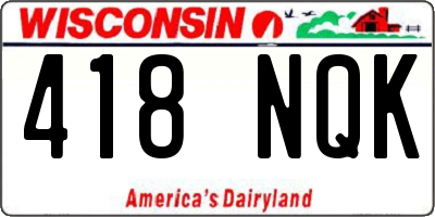 WI license plate 418NQK