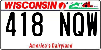 WI license plate 418NQW