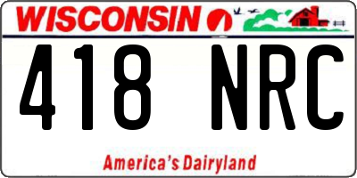 WI license plate 418NRC