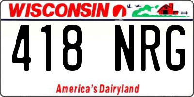 WI license plate 418NRG