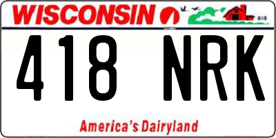 WI license plate 418NRK