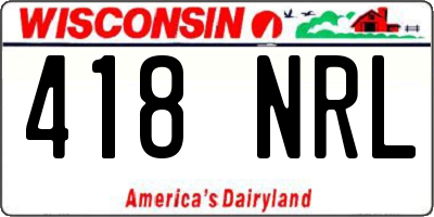 WI license plate 418NRL