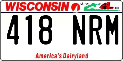 WI license plate 418NRM