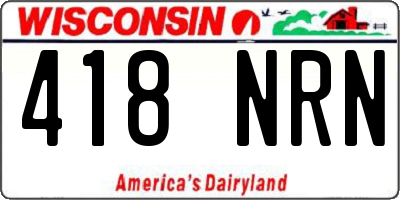 WI license plate 418NRN