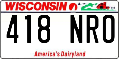 WI license plate 418NRO