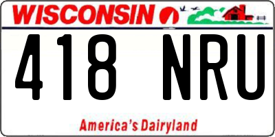 WI license plate 418NRU