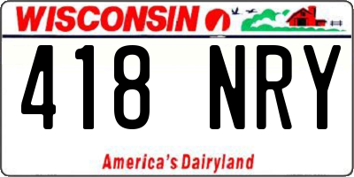 WI license plate 418NRY