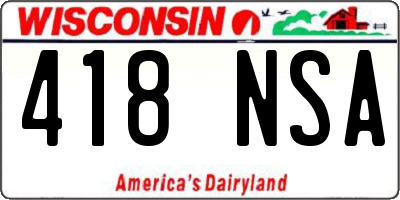 WI license plate 418NSA
