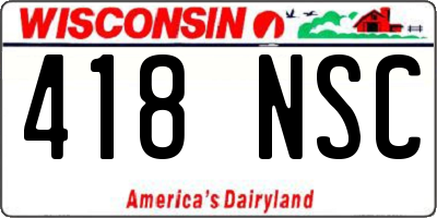 WI license plate 418NSC