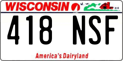 WI license plate 418NSF
