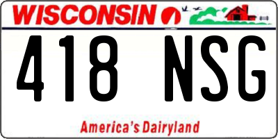 WI license plate 418NSG