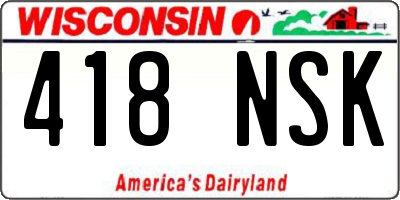 WI license plate 418NSK
