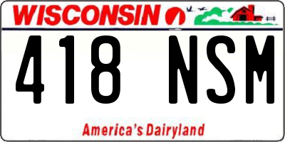 WI license plate 418NSM