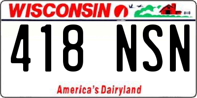 WI license plate 418NSN