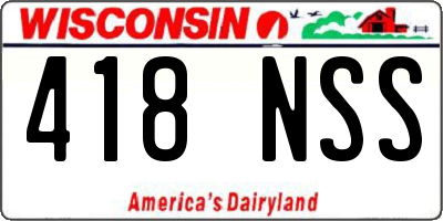 WI license plate 418NSS