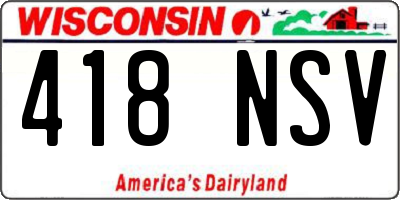 WI license plate 418NSV