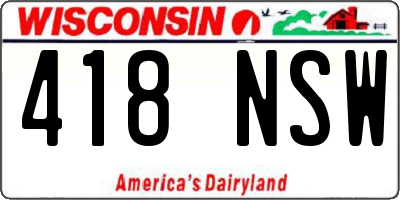 WI license plate 418NSW