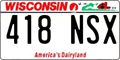 WI license plate 418NSX