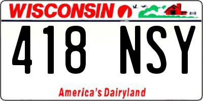 WI license plate 418NSY