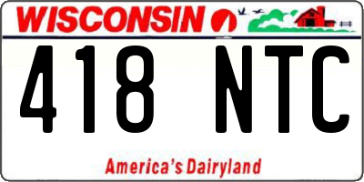 WI license plate 418NTC