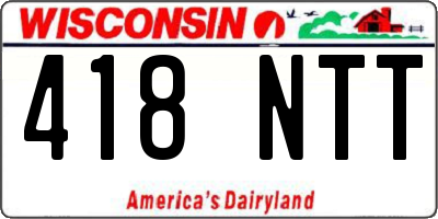 WI license plate 418NTT