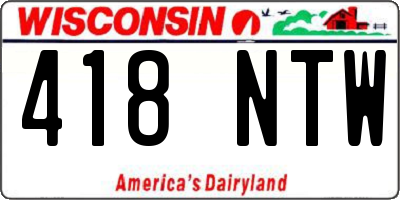 WI license plate 418NTW