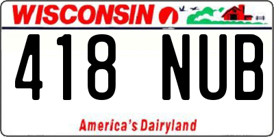 WI license plate 418NUB