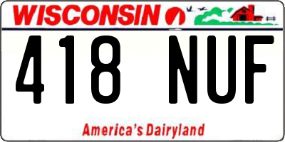 WI license plate 418NUF