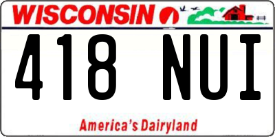 WI license plate 418NUI