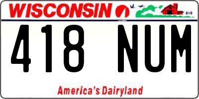 WI license plate 418NUM