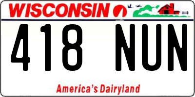 WI license plate 418NUN