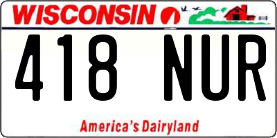 WI license plate 418NUR