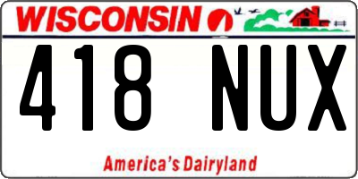 WI license plate 418NUX