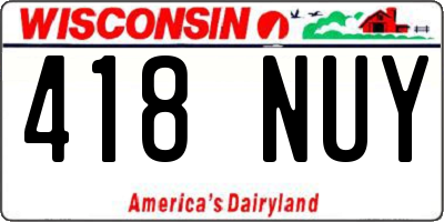 WI license plate 418NUY
