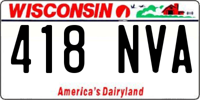 WI license plate 418NVA
