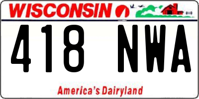 WI license plate 418NWA