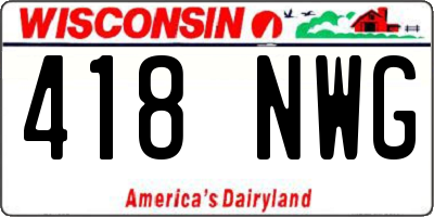 WI license plate 418NWG