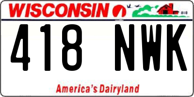 WI license plate 418NWK