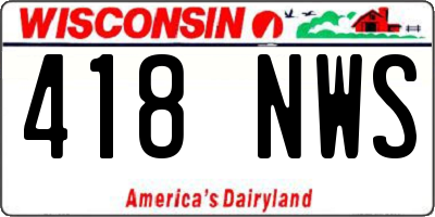 WI license plate 418NWS