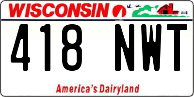 WI license plate 418NWT
