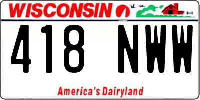 WI license plate 418NWW