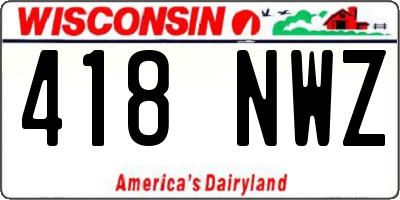 WI license plate 418NWZ