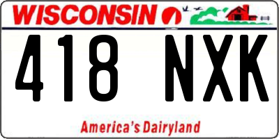 WI license plate 418NXK