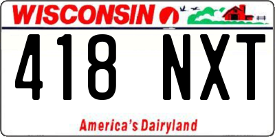 WI license plate 418NXT
